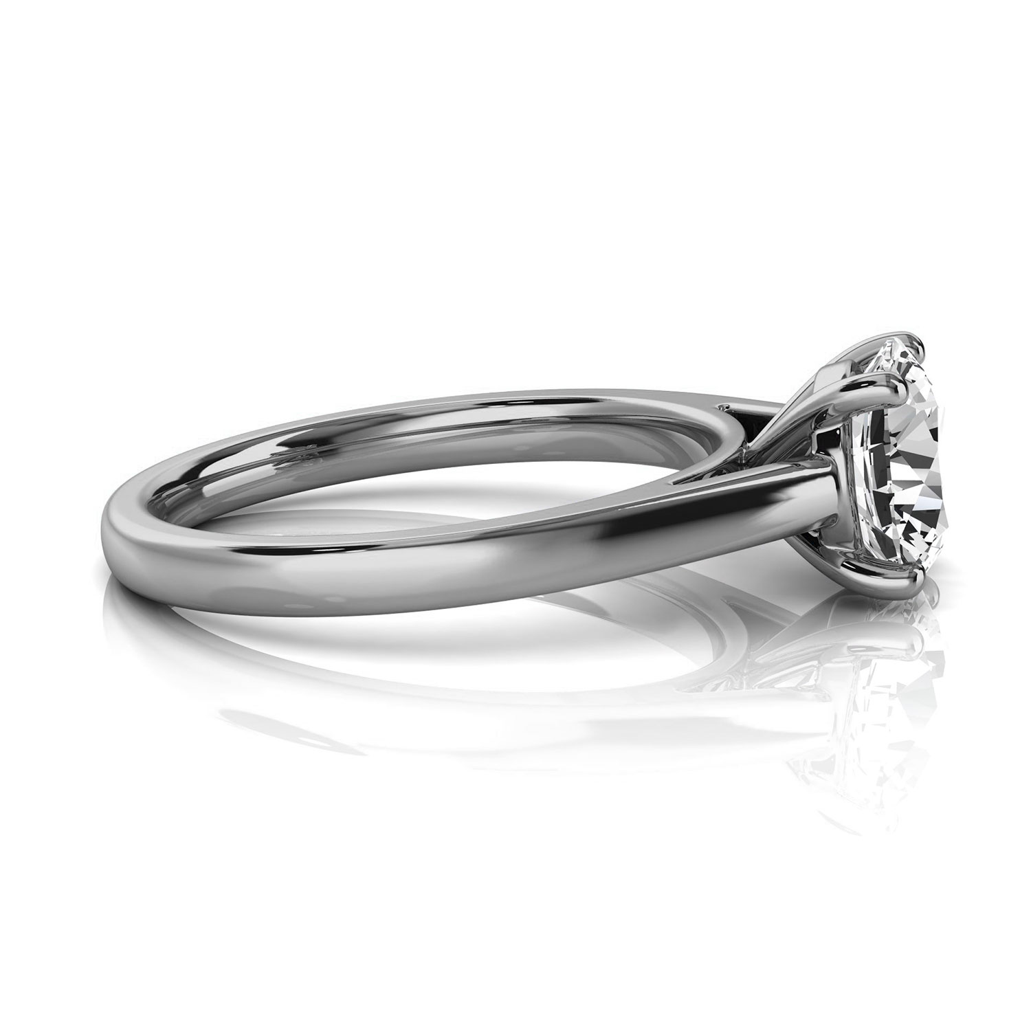 14K White gold Lasitari Catherdral Solitaire Ring